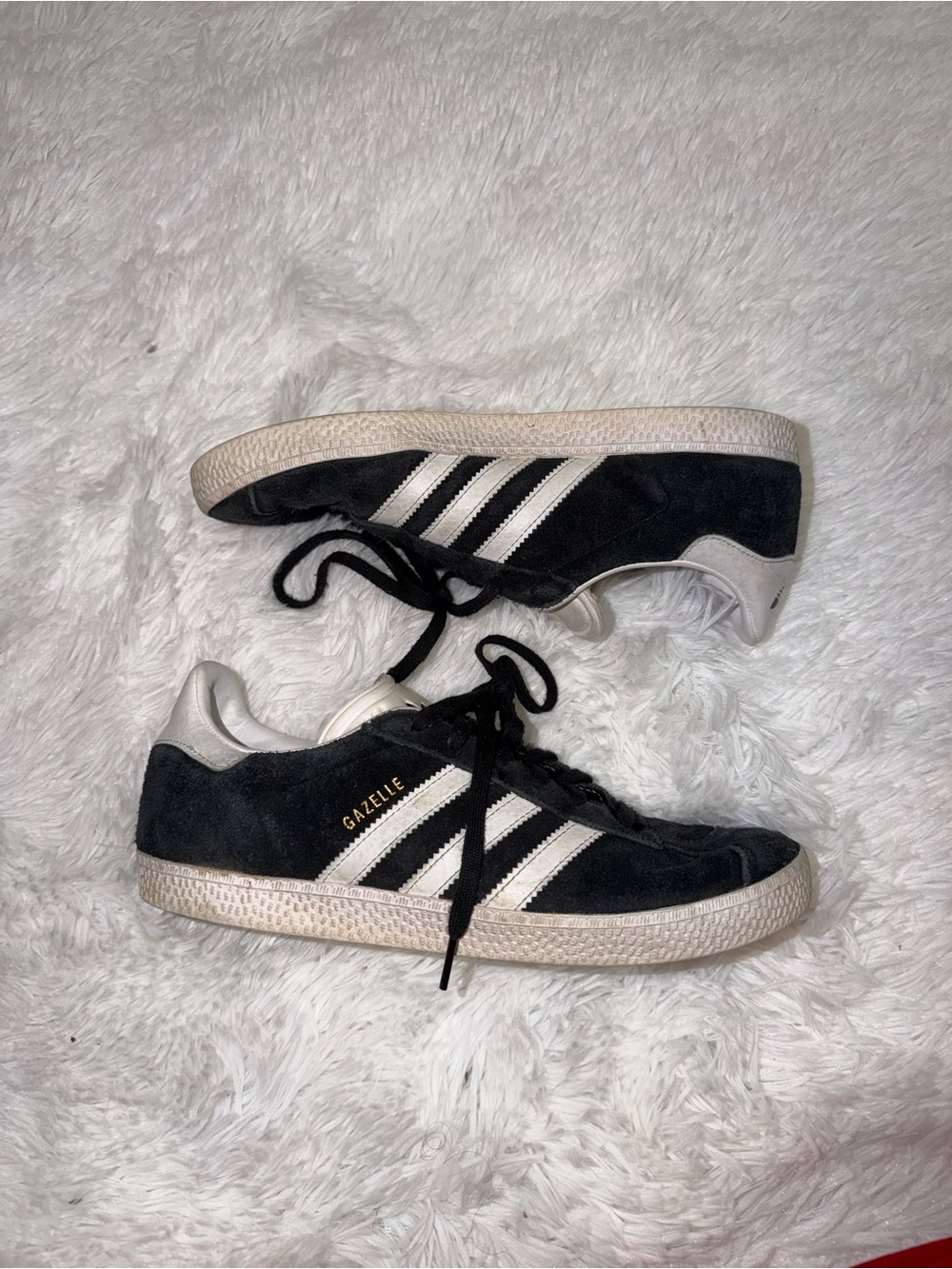 Adidas Gazelle Women's Black Suede Sneakers with White Stripes size 6 1/2